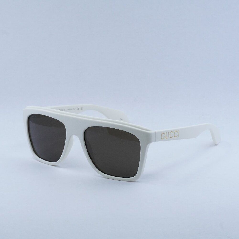 Gucci GG1570S 003 Sunglasses White Square Frame, Brown Lenses